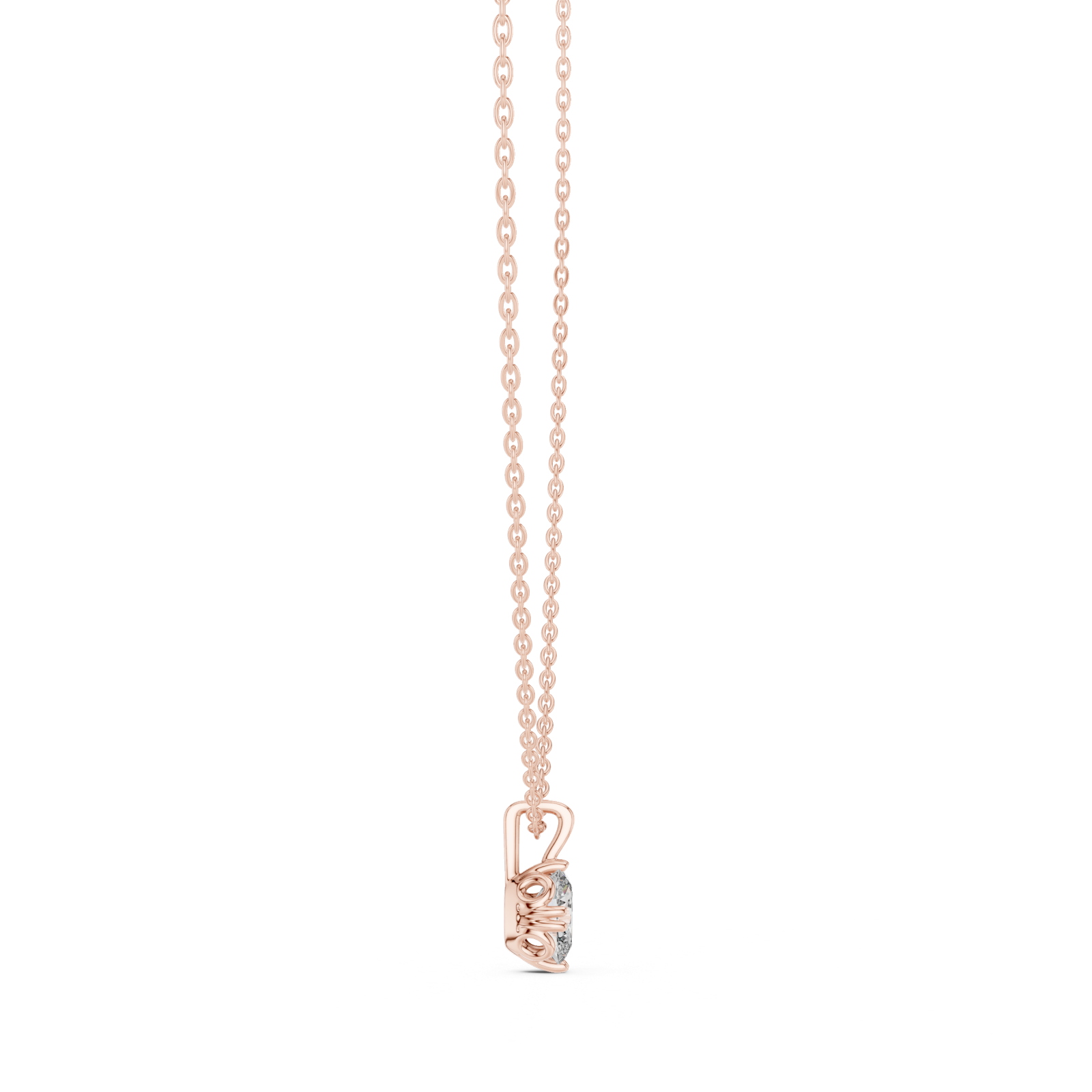 14K Solid Gold Lab Diamond Solitaire Pendant Necklace, Rose Gold, view 3