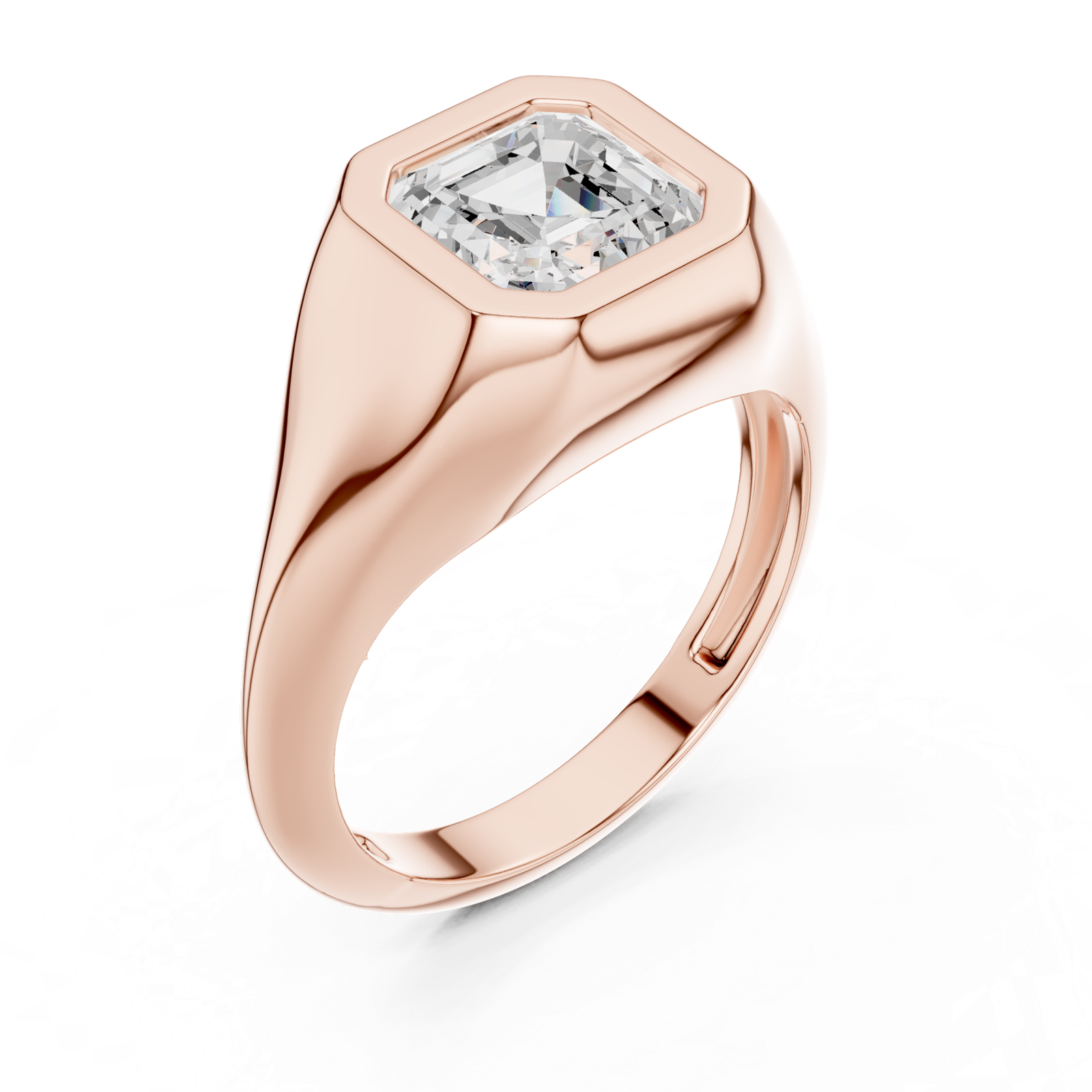 Gold Jewelry L36-4, Asscher center stone, Rose Gold, view 2