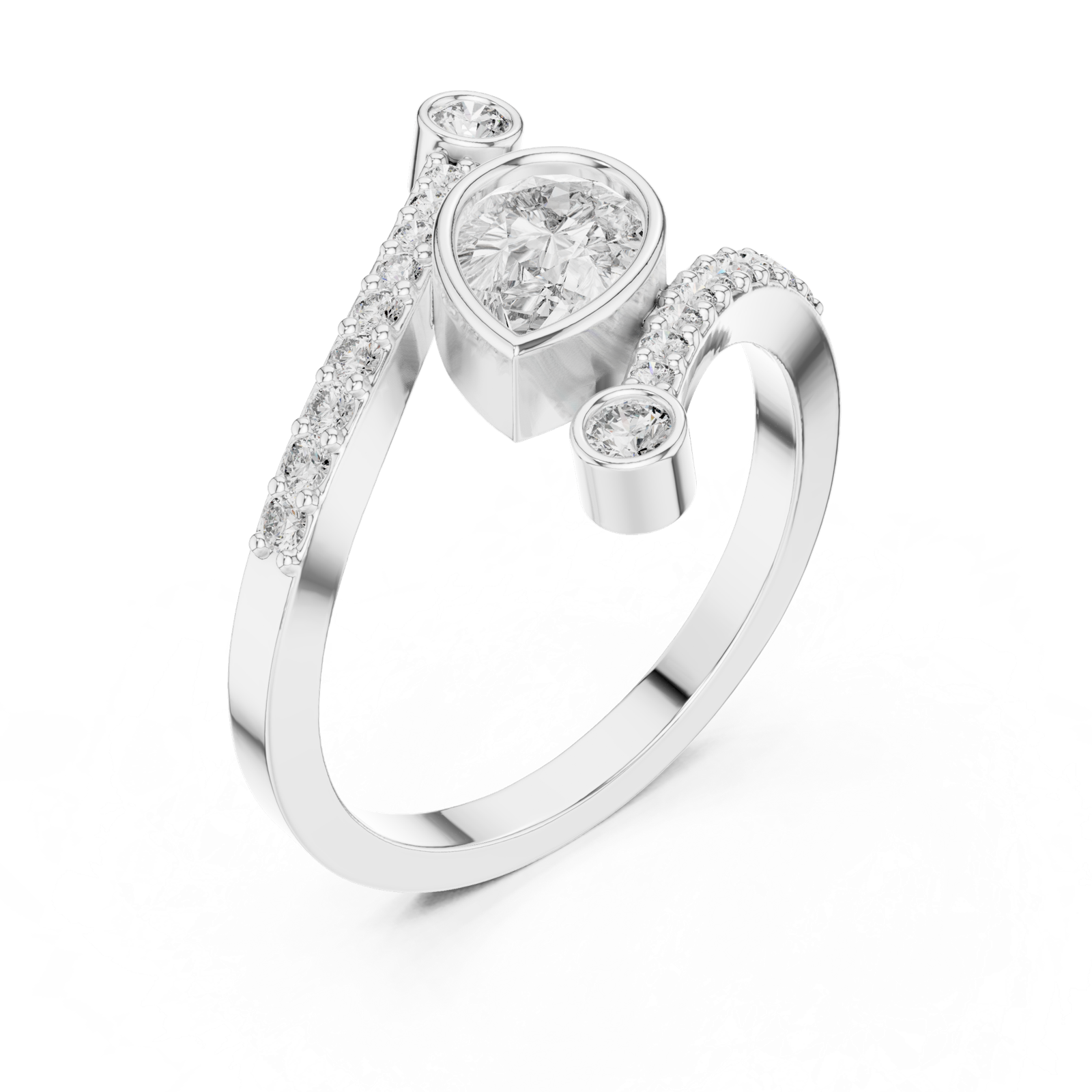 Gold Ring ALR-276, White Gold, view 2