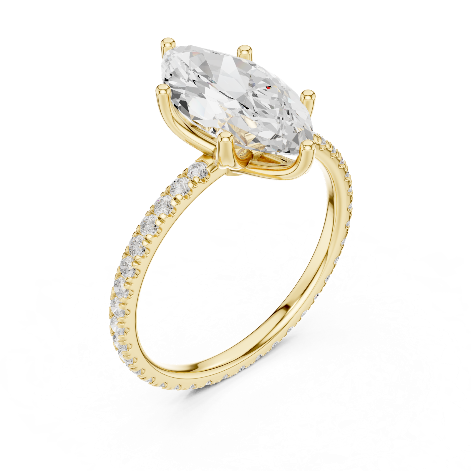 Gold Jewelry L36-16, Marquise center stone, Yellow Gold, view 2