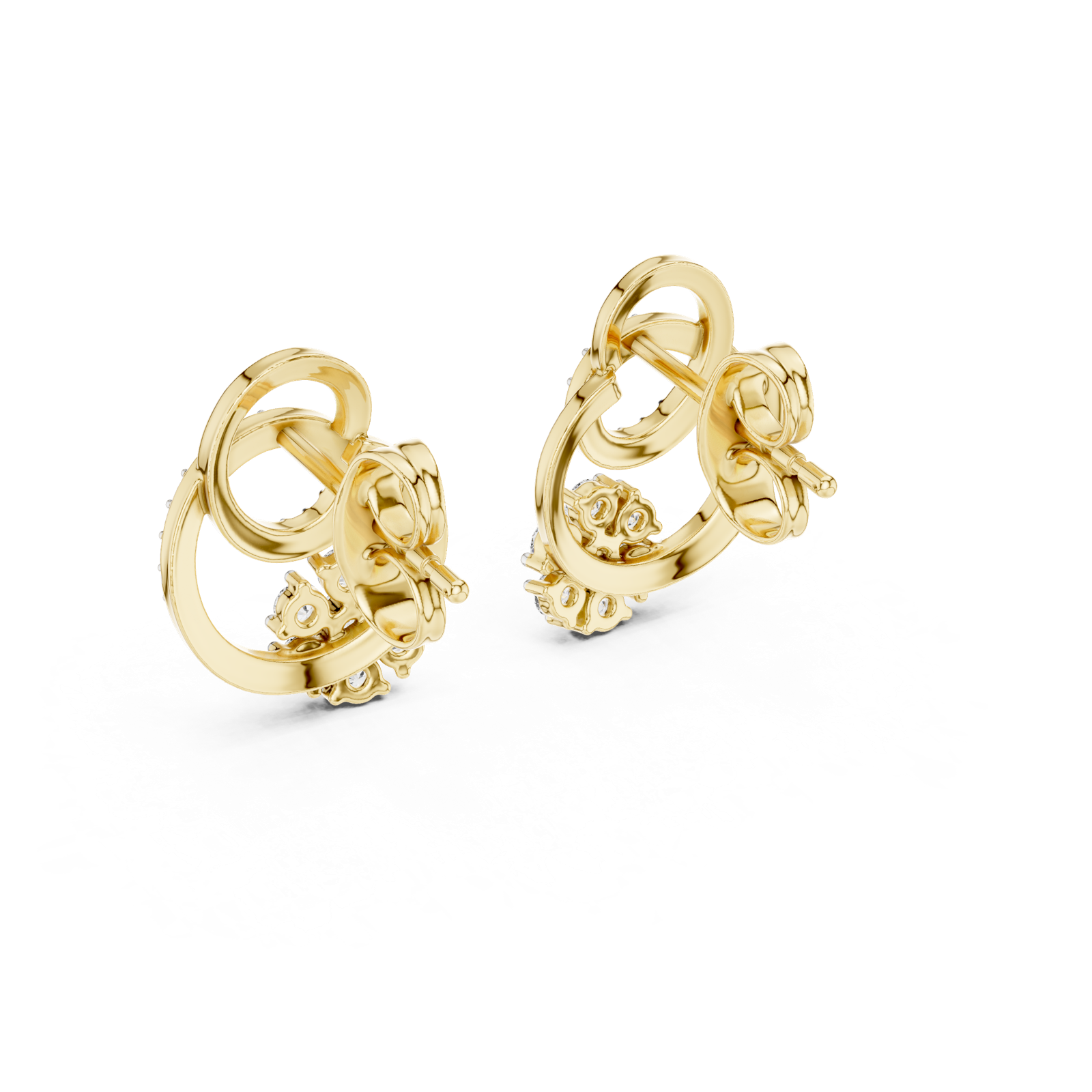 Gold Earrings 12-10029@E, Yellow Gold, view 3