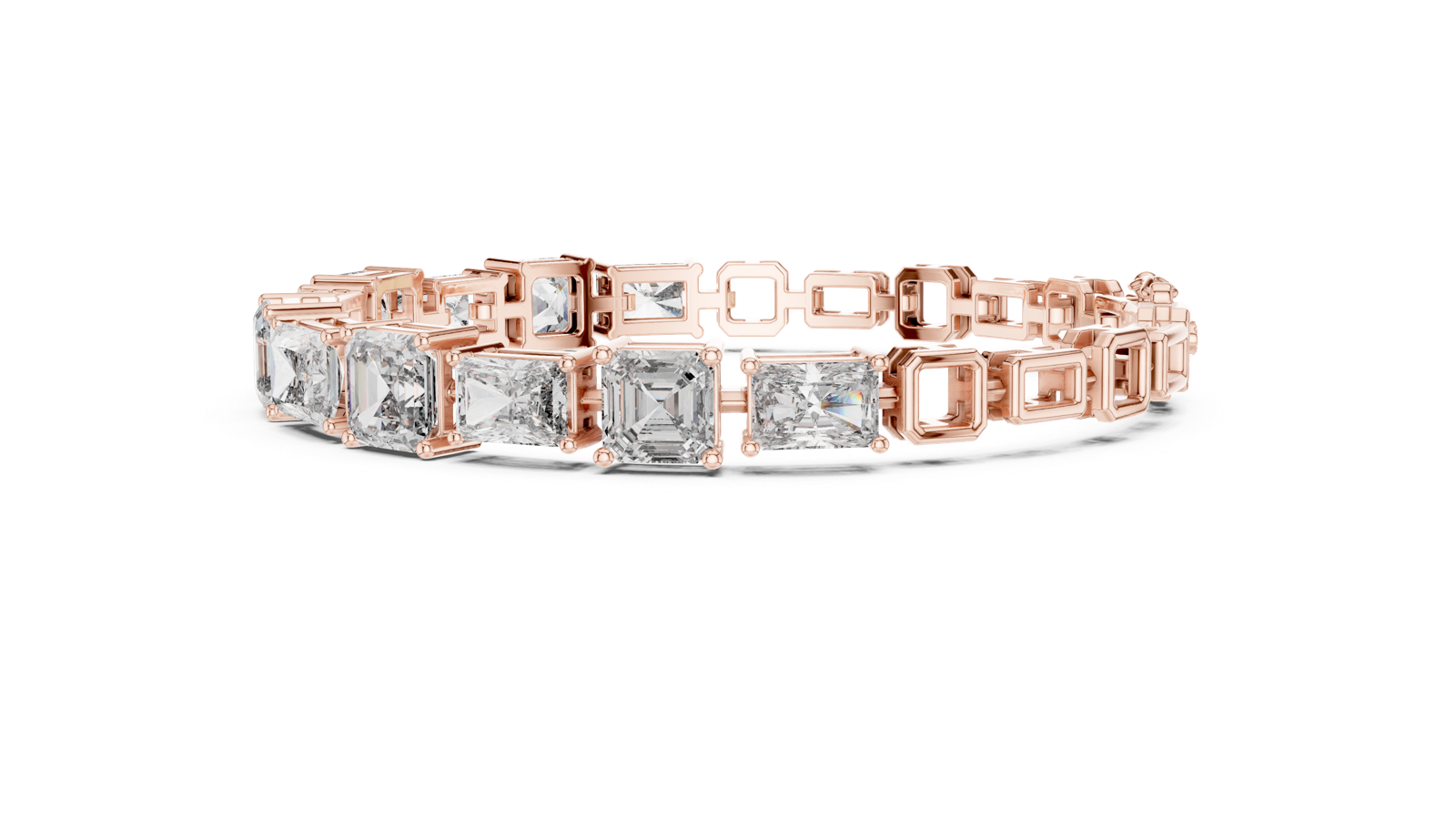 14K Solid Gold Lab Diamond Bracelet, Rose Gold, view 3