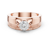 14K Solid Gold Lab Diamond Solitaire Ring, Rose Gold