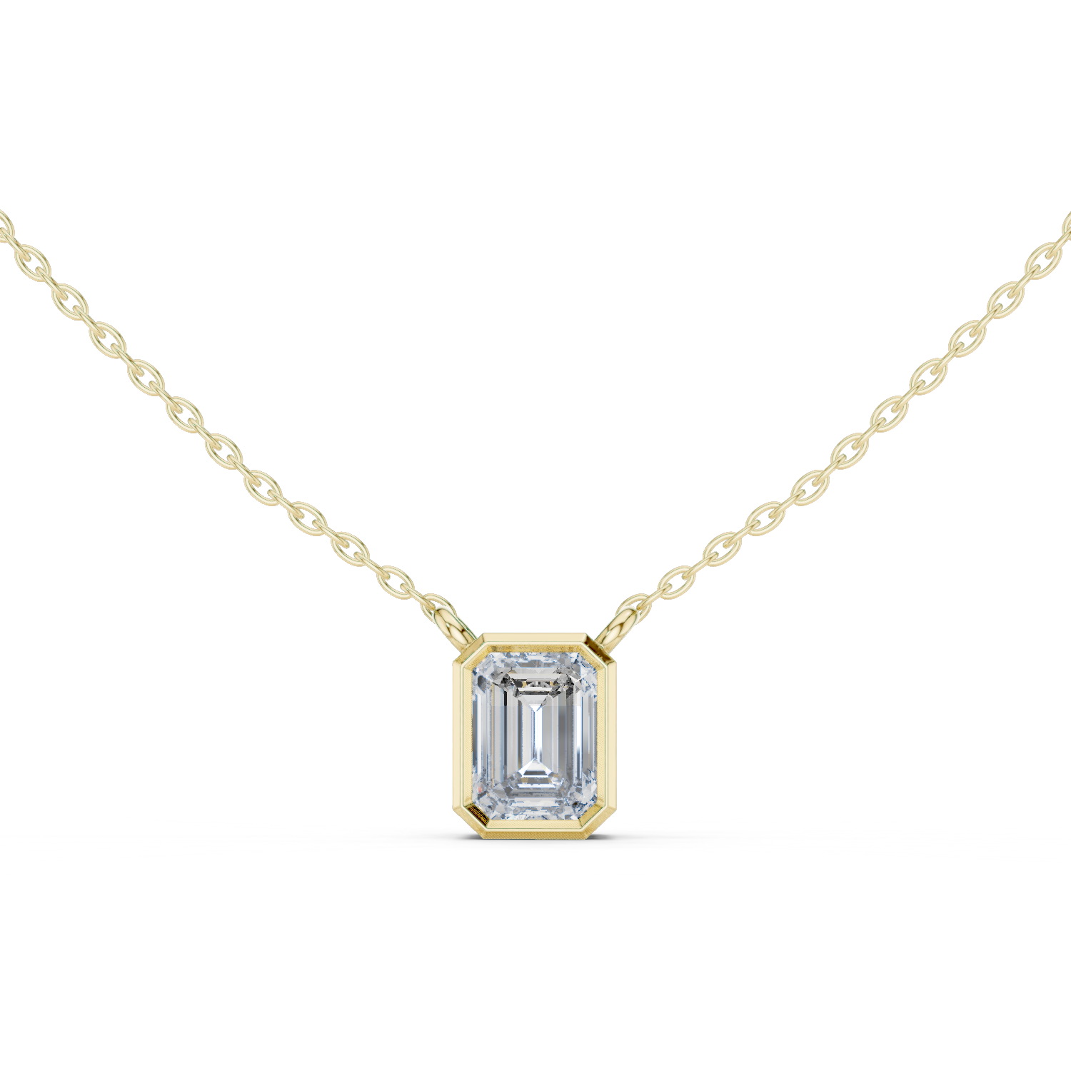 14K Solid Gold Lab Diamond Solitaire Pendant Necklace, Yellow Gold