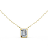 14K Solid Gold Lab Diamond Solitaire Pendant Necklace, Yellow Gold