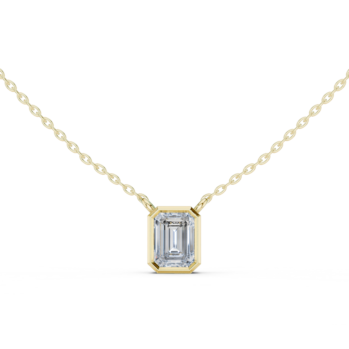 14K Solid Gold Lab Diamond Solitaire Pendant Necklace, Yellow Gold