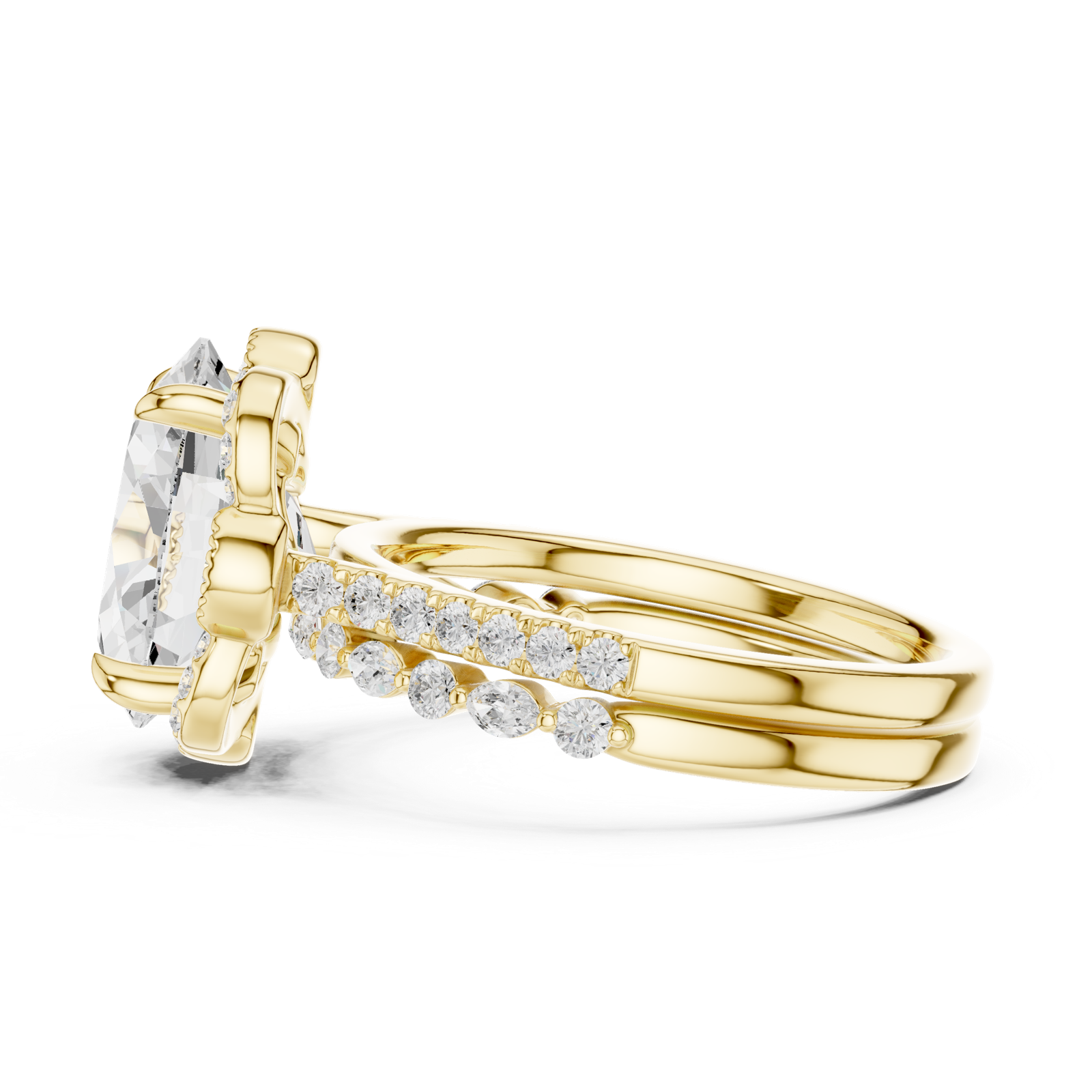 Gold Ring, Oval center stone, Yellow Gold, view 3