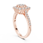 14K Solid Gold Lab Diamond Halo Ring, Rose Gold, view 1