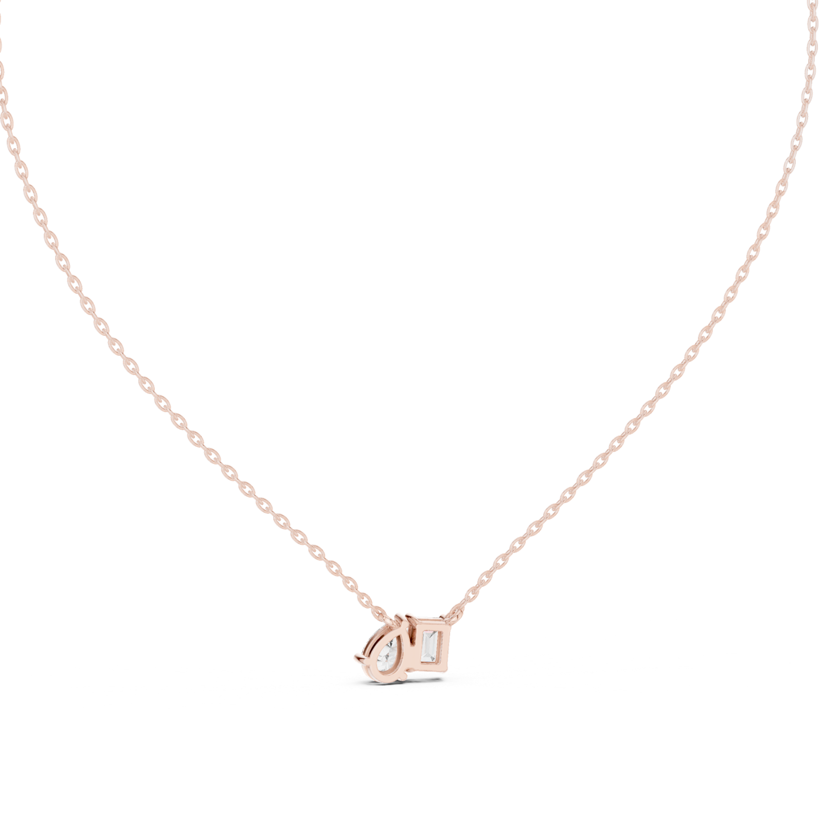 14K Solid Gold Lab Diamond Pendant Necklace, Rose Gold, view 4