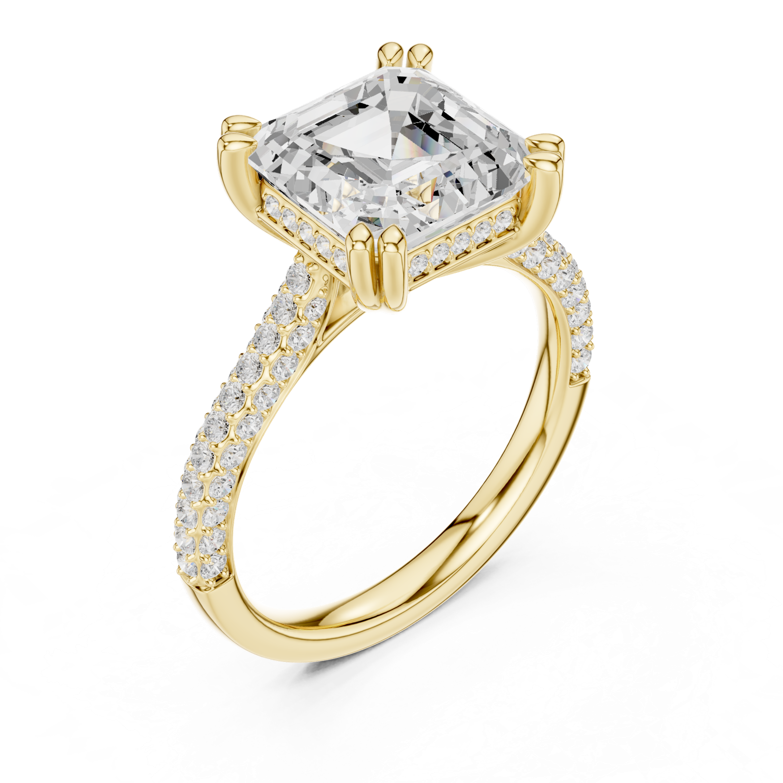 Gold Ring DDLR-260, Asscher center stone, Yellow Gold, view 2
