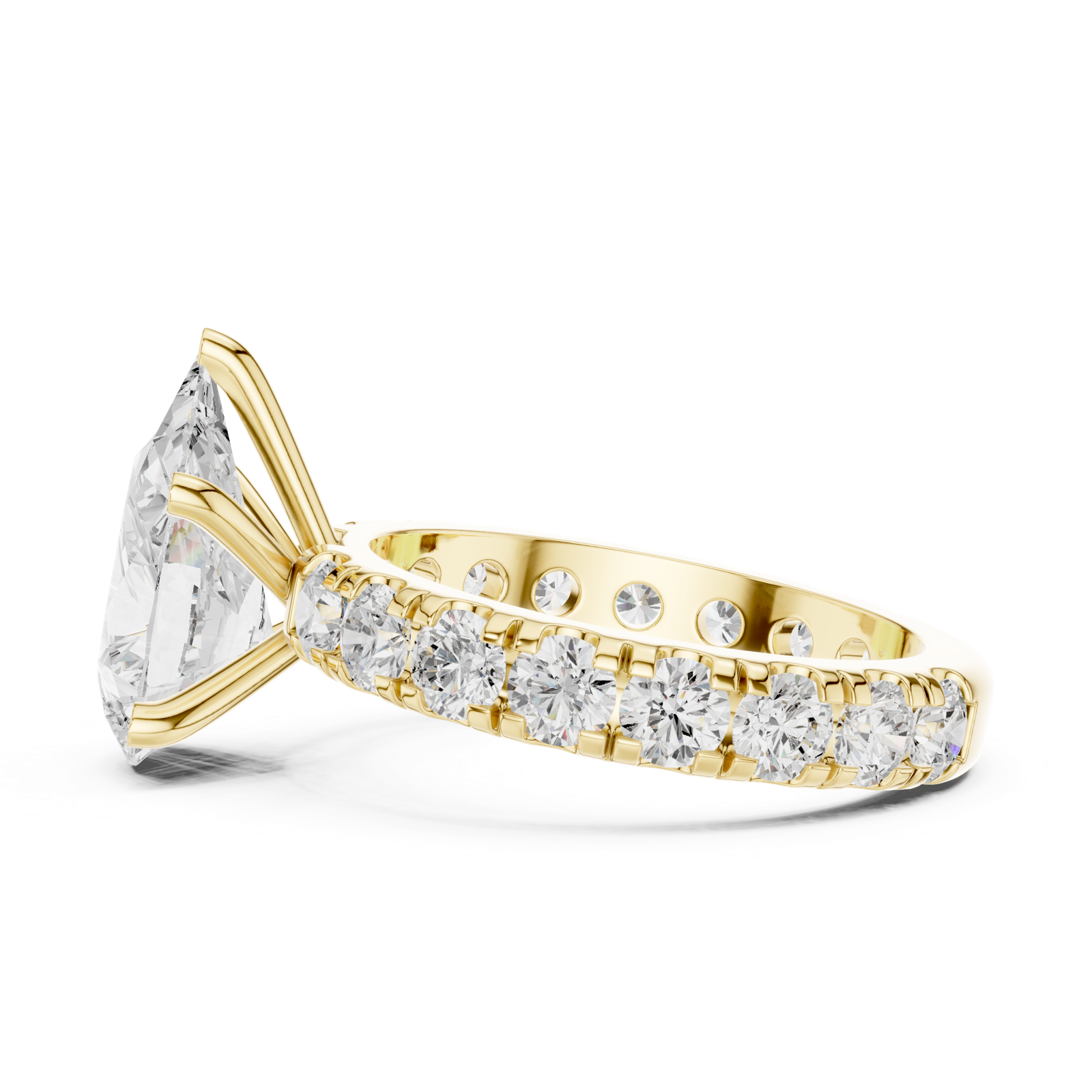 Gold Jewelry L35-63, Pear center stone, Yellow Gold, view 3