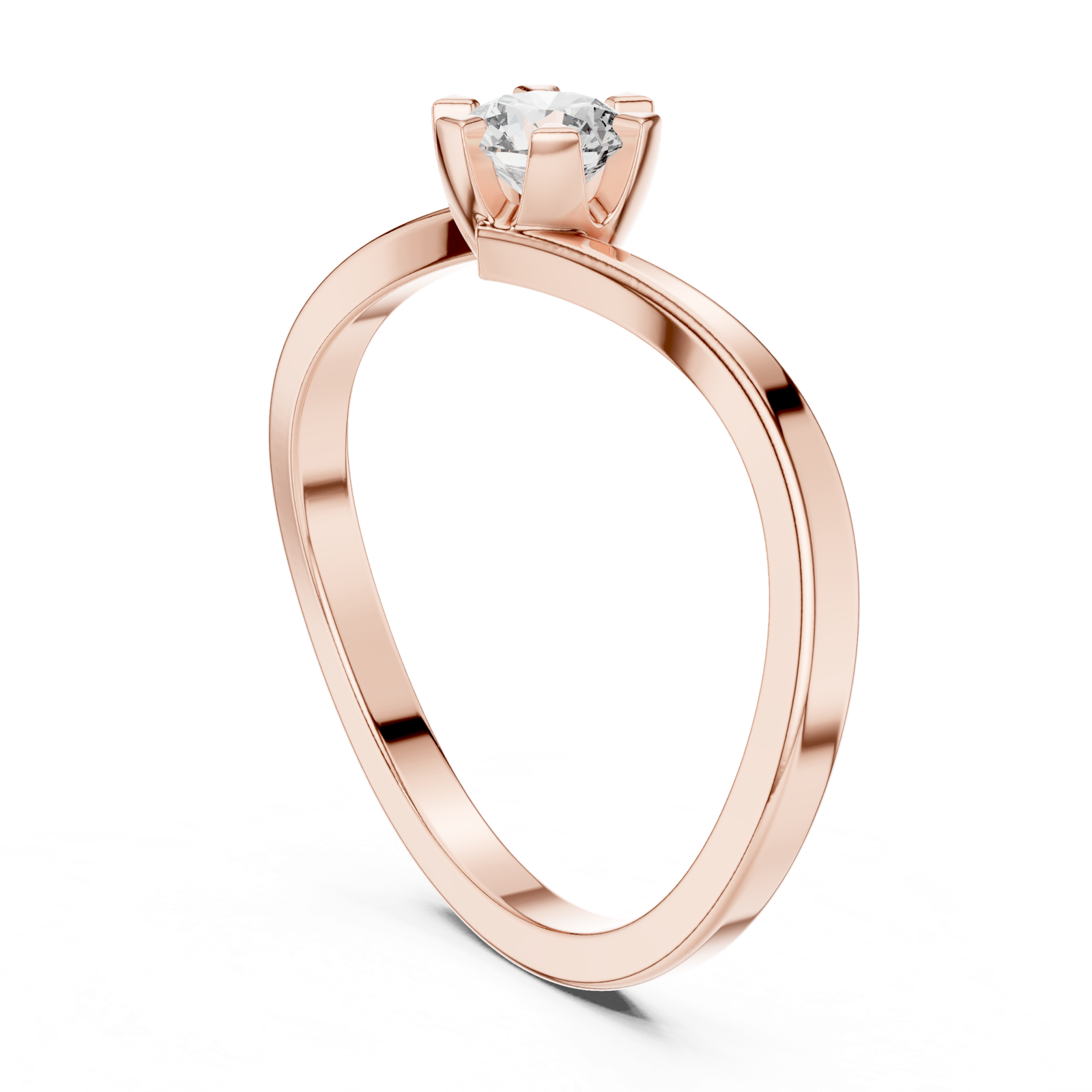 14K Solid Gold Lab Diamond Crossover Ring, Rose Gold, view 1