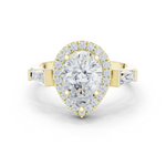 Gold Ring DDLR-342, Pear center stone, Yellow Gold