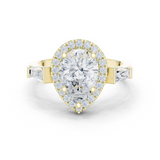 Gold Ring DDLR-342, Pear center stone, Yellow Gold