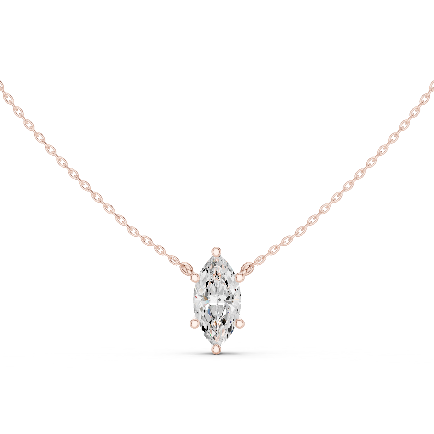 Gold Jewelry DDPO-001, Marquise center stone, Rose Gold