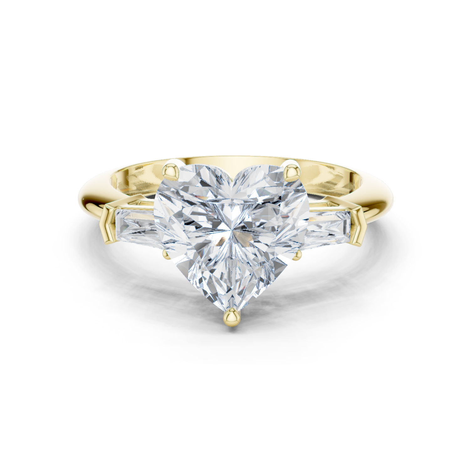 Gold Jewelry L35-67, Heart center stone, Yellow Gold