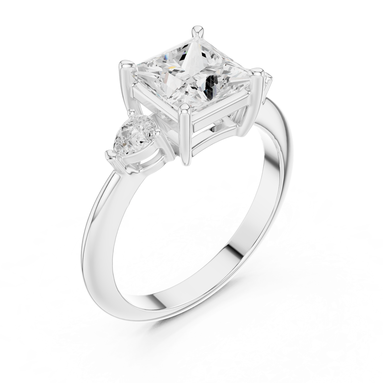 Gold Jewelry L35-66, Princess center stone, White Gold, view 2
