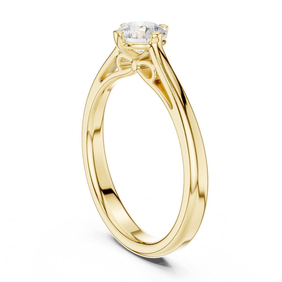 14K Solid Gold Lab Diamond Solitaire Ring, Yellow Gold, view 1