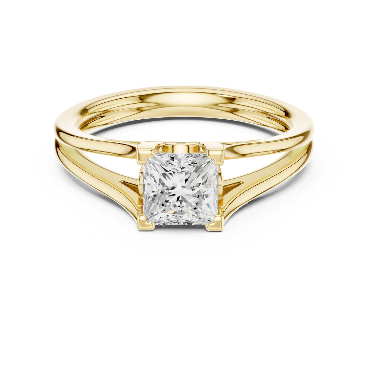 14K Solid Gold Lab Diamond Solitaire Ring, Yellow Gold
