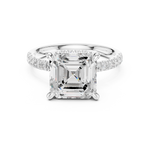 Gold Ring, Asscher center stone, White Gold, view 4