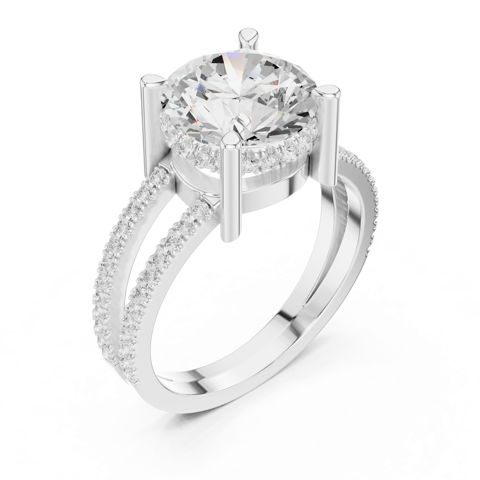 Gold Jewelry L36-13, Round center stone, White Gold, view 2