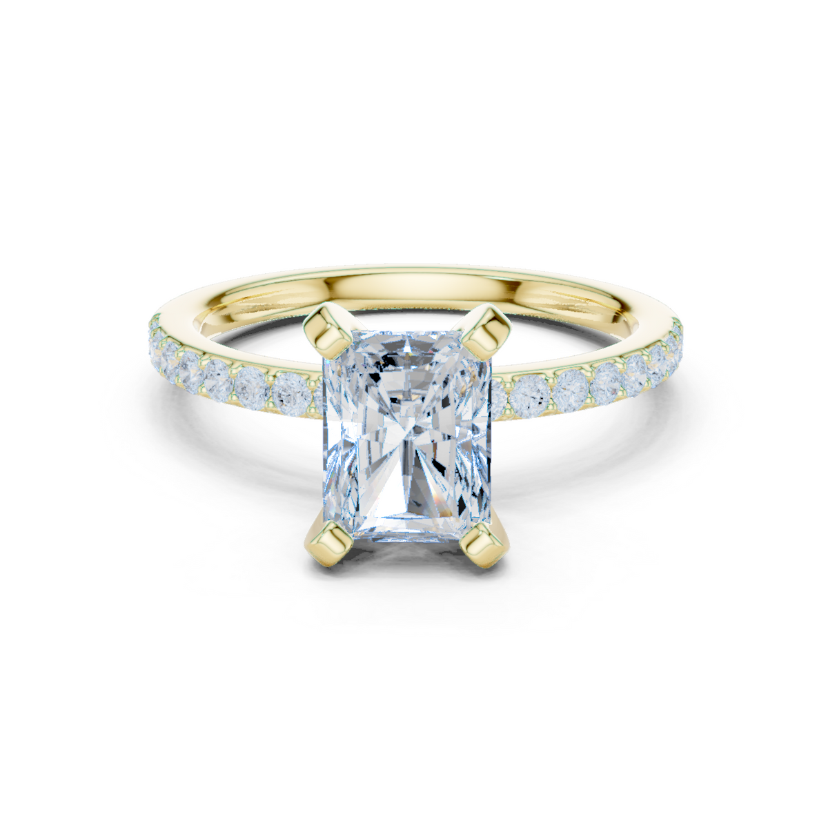 14K Solid Gold Lab Diamond Solitaire Ring, Yellow Gold