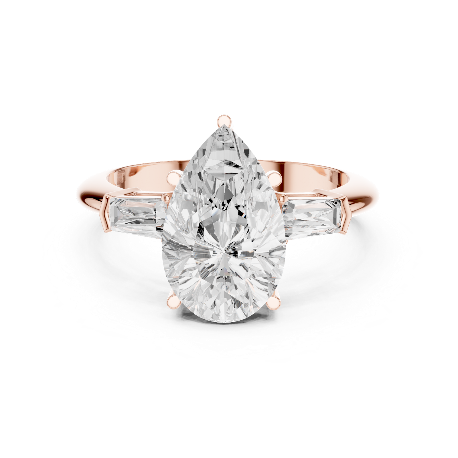 Gold Jewelry L35-67, Pear center stone, Rose Gold, view 4