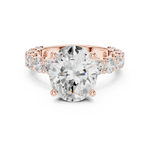 Gold Ring DDLR-087, Oval center stone, Rose Gold, view 4