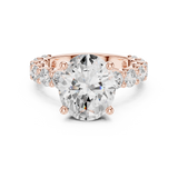 Gold Ring DDLR-087, Oval center stone, Rose Gold, view 4