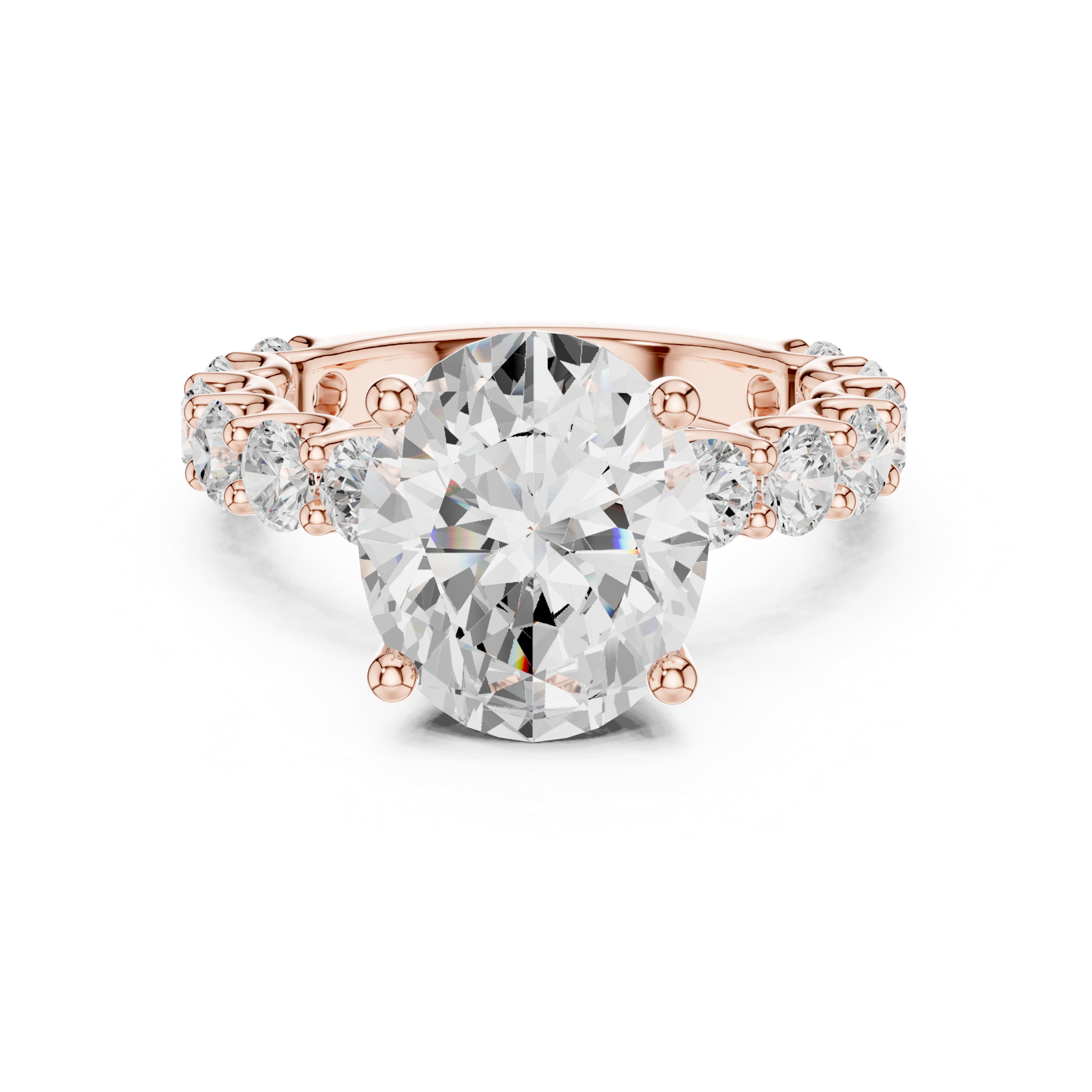 Gold Ring DDLR-087, Oval center stone, Rose Gold, view 4