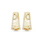 14K Solid Gold Lab Diamond Cluster Earrings, Yellow Gold