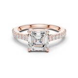 Gold Ring DDLR-039, Asscher center stone, Rose Gold
