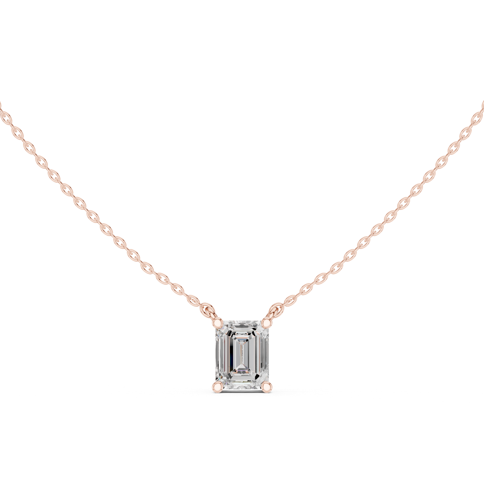 Gold Jewelry, Emerald center stone, Rose Gold, view 4
