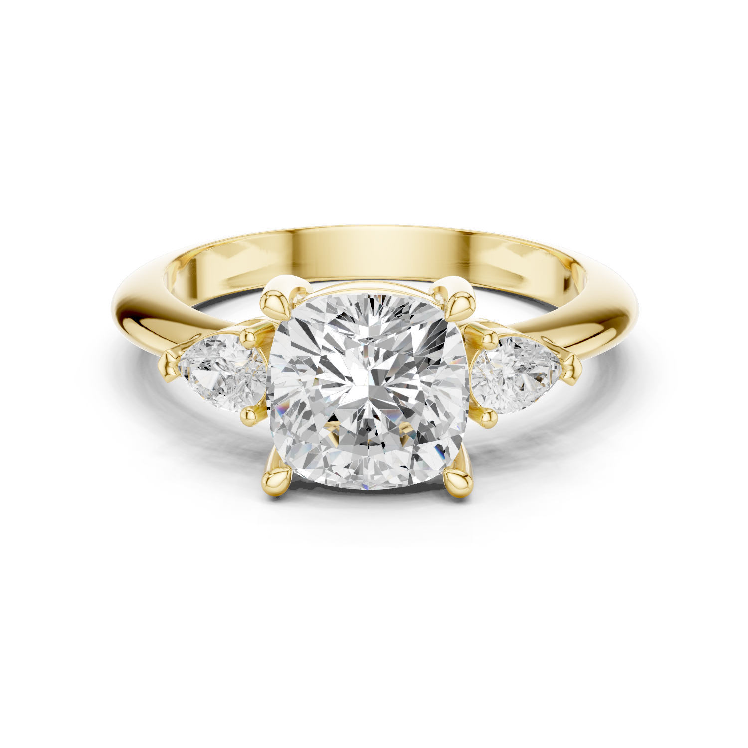 Gold Jewelry, Cushion center stone, Yellow Gold