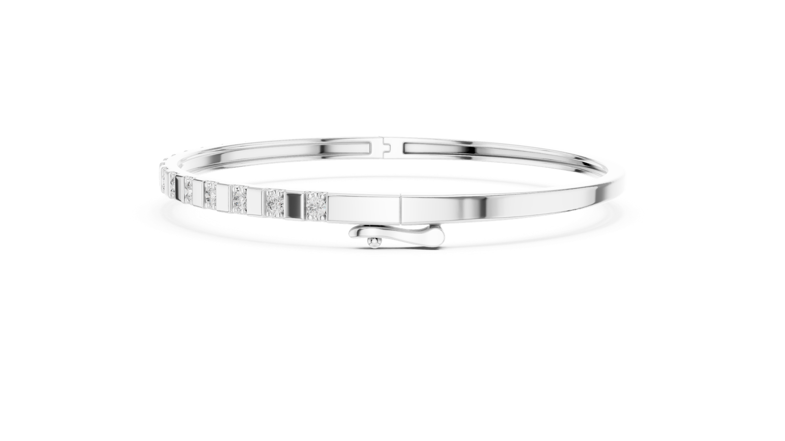 14K Solid Gold Lab Diamond Bracelet, White Gold, view 3