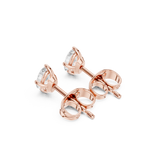 14K Solid Gold Lab Diamond Stud Earrings, Rose Gold, view 2