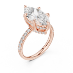 Gold Ring DDLR-259, Marquise center stone, Rose Gold, view 2