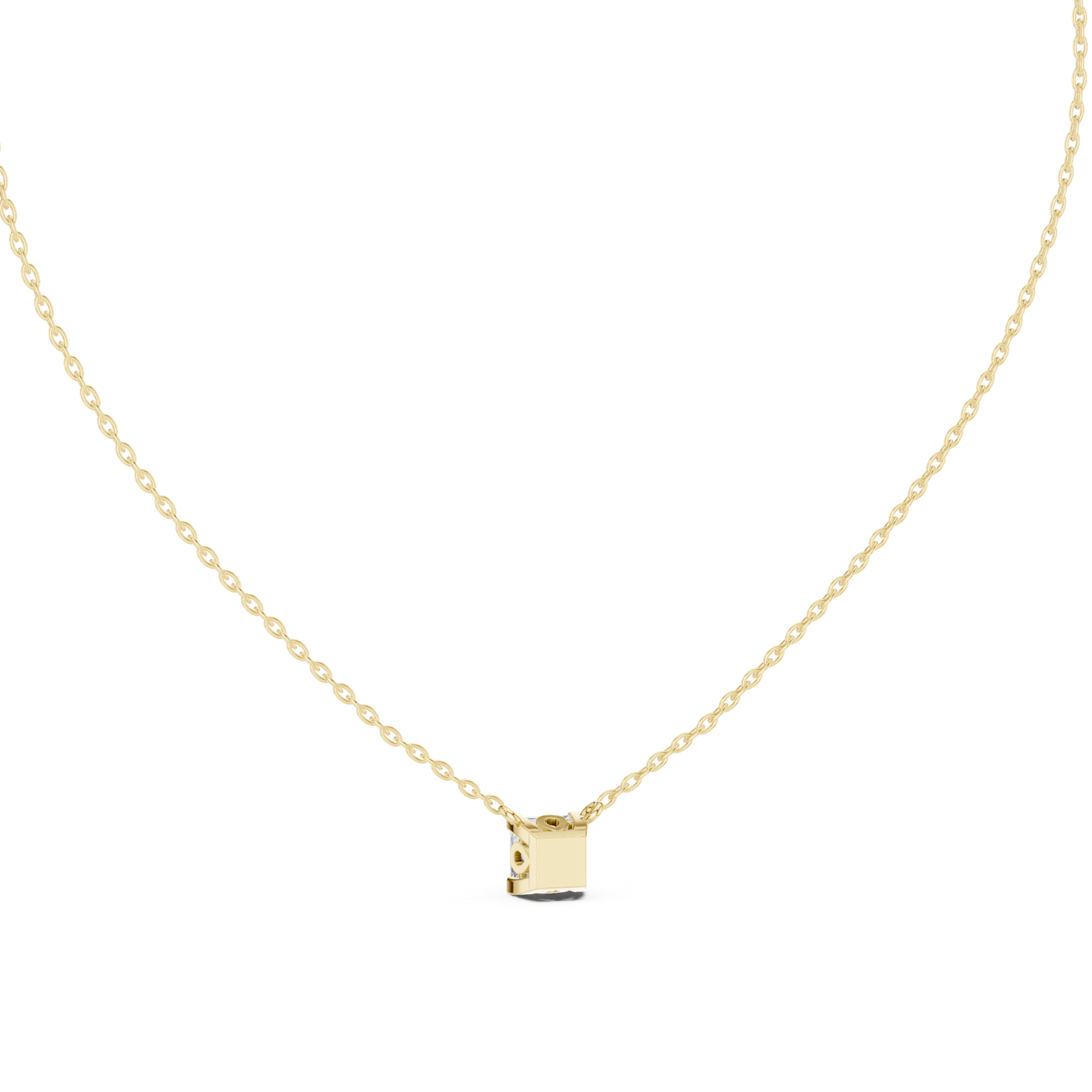 14K Solid Gold Lab Diamond Solitaire Pendant Necklace, Yellow Gold, view 4