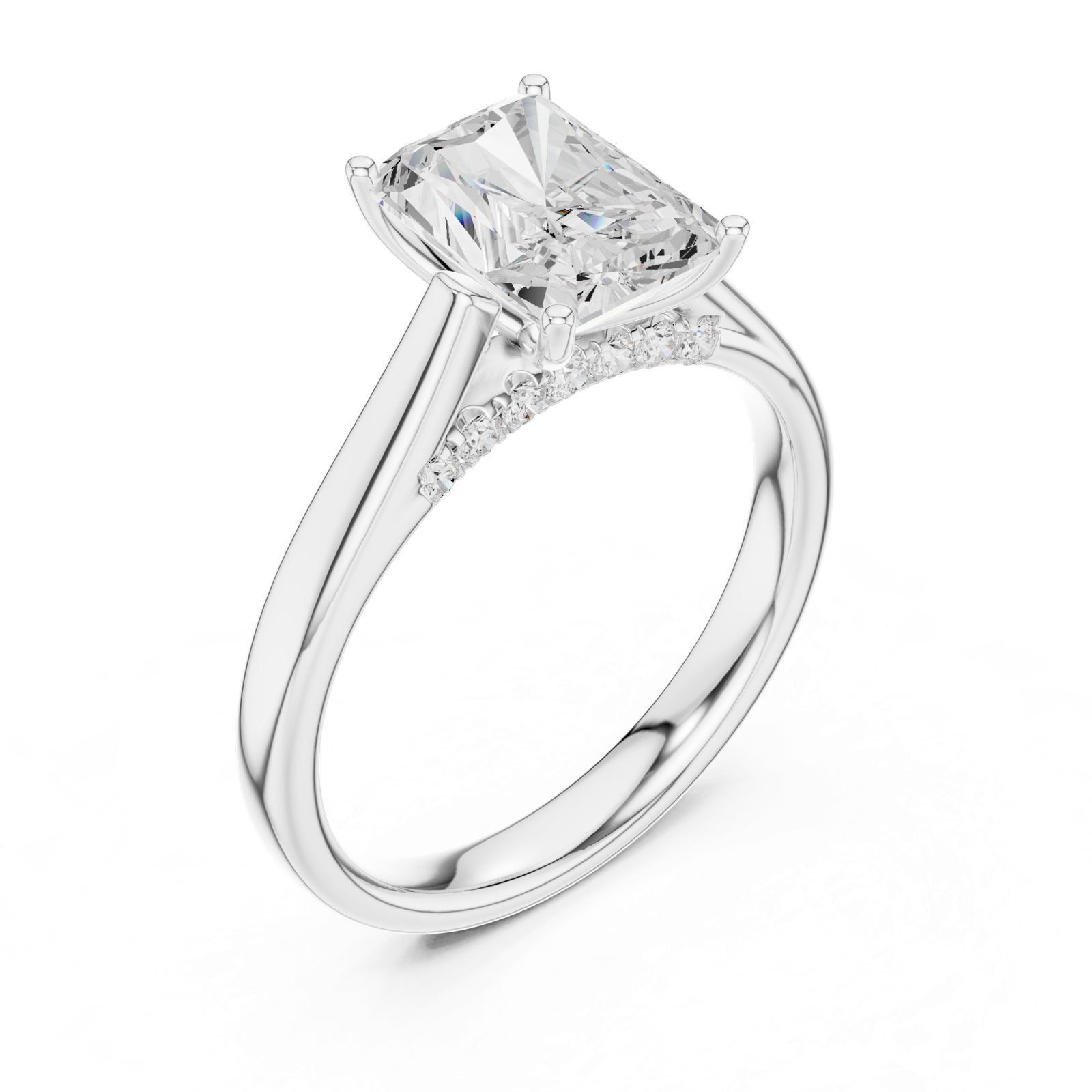 Gold Jewelry L36-18, Radiant center stone, White Gold, view 2