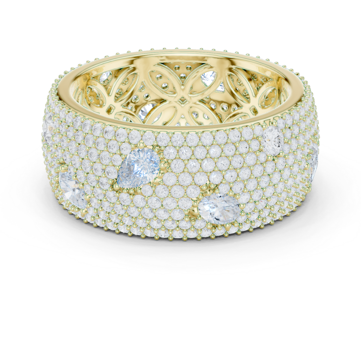 14K Solid Gold Lab Diamond Eternity Ring, Yellow Gold