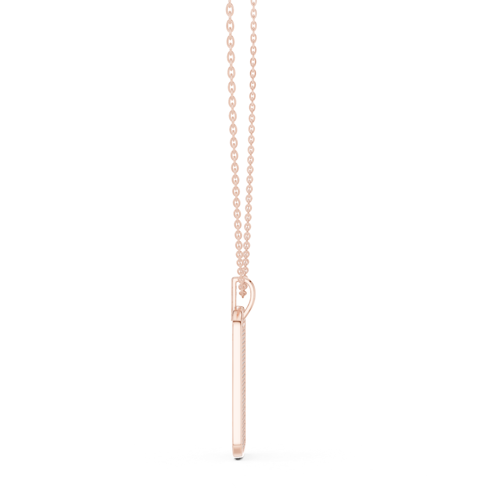 14K Solid Gold Lab Diamond Pendant Necklace, Rose Gold, view 3