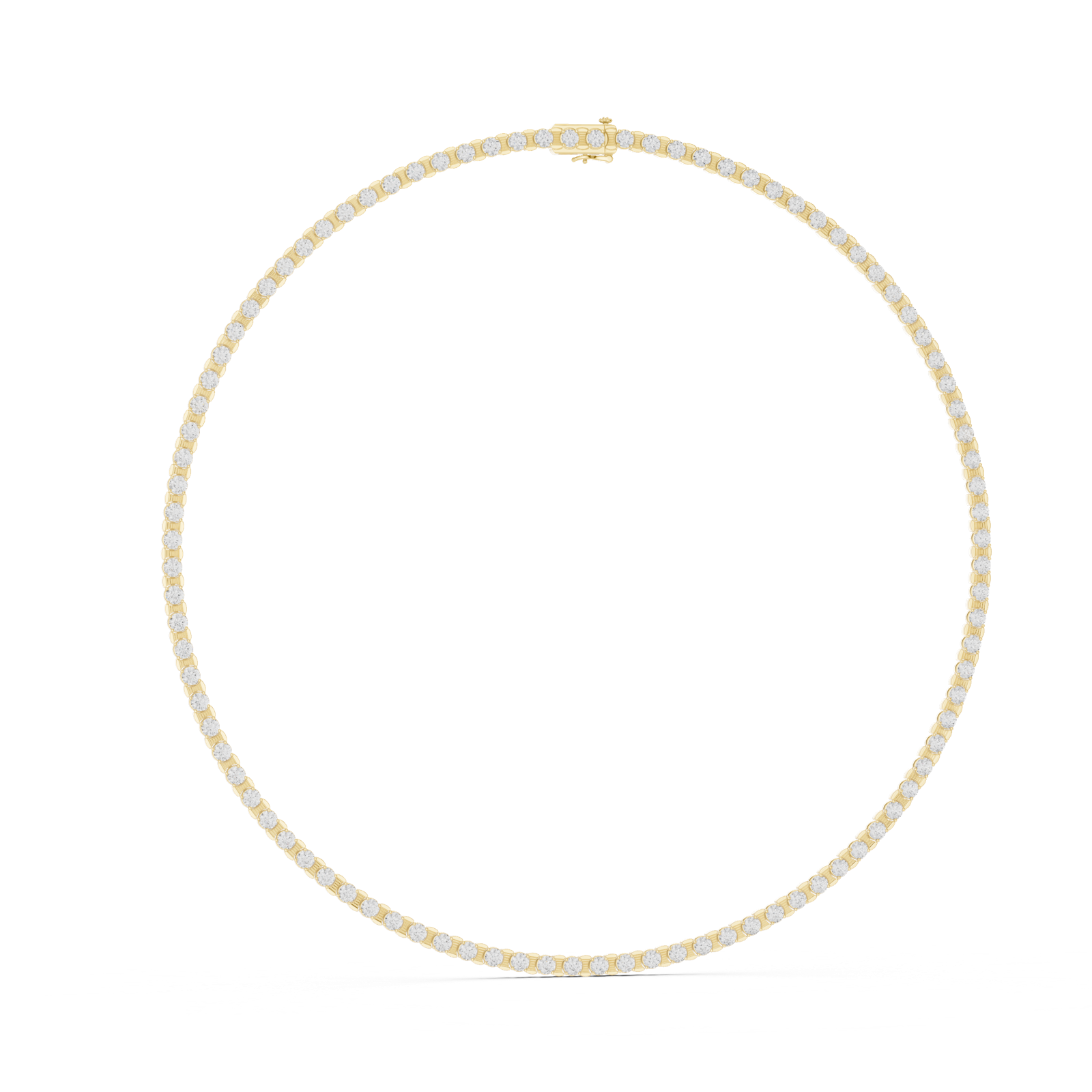 14K Solid Gold Lab Diamond Tennis Necklace, Yellow Gold, view 1