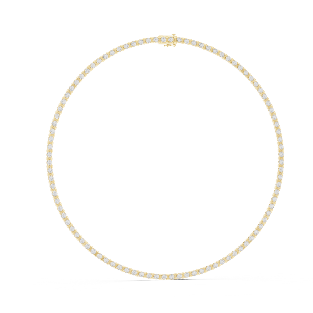 14K Solid Gold Lab Diamond Tennis Necklace, Yellow Gold, view 1