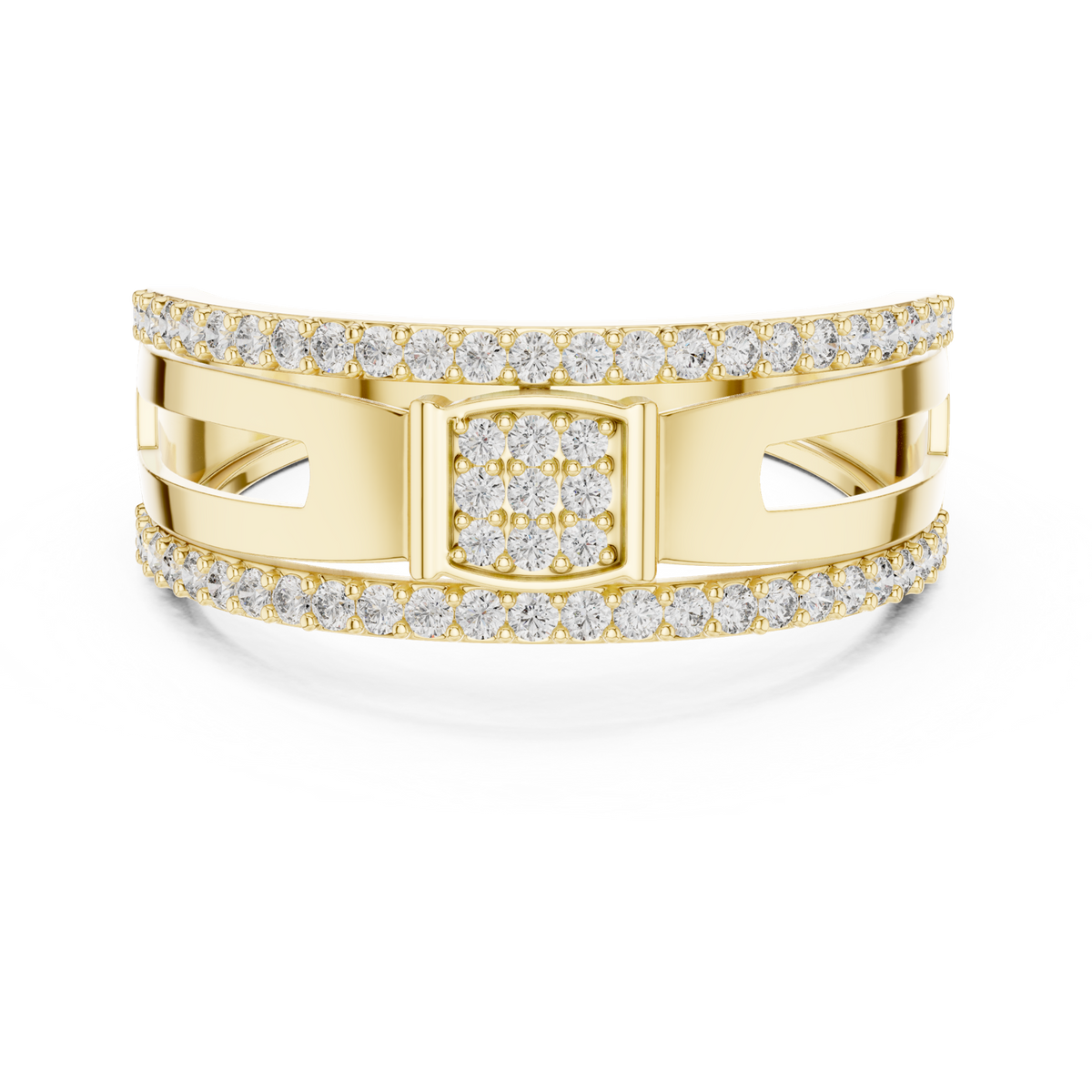14K Solid Gold Lab Diamond Band Ring, Yellow Gold