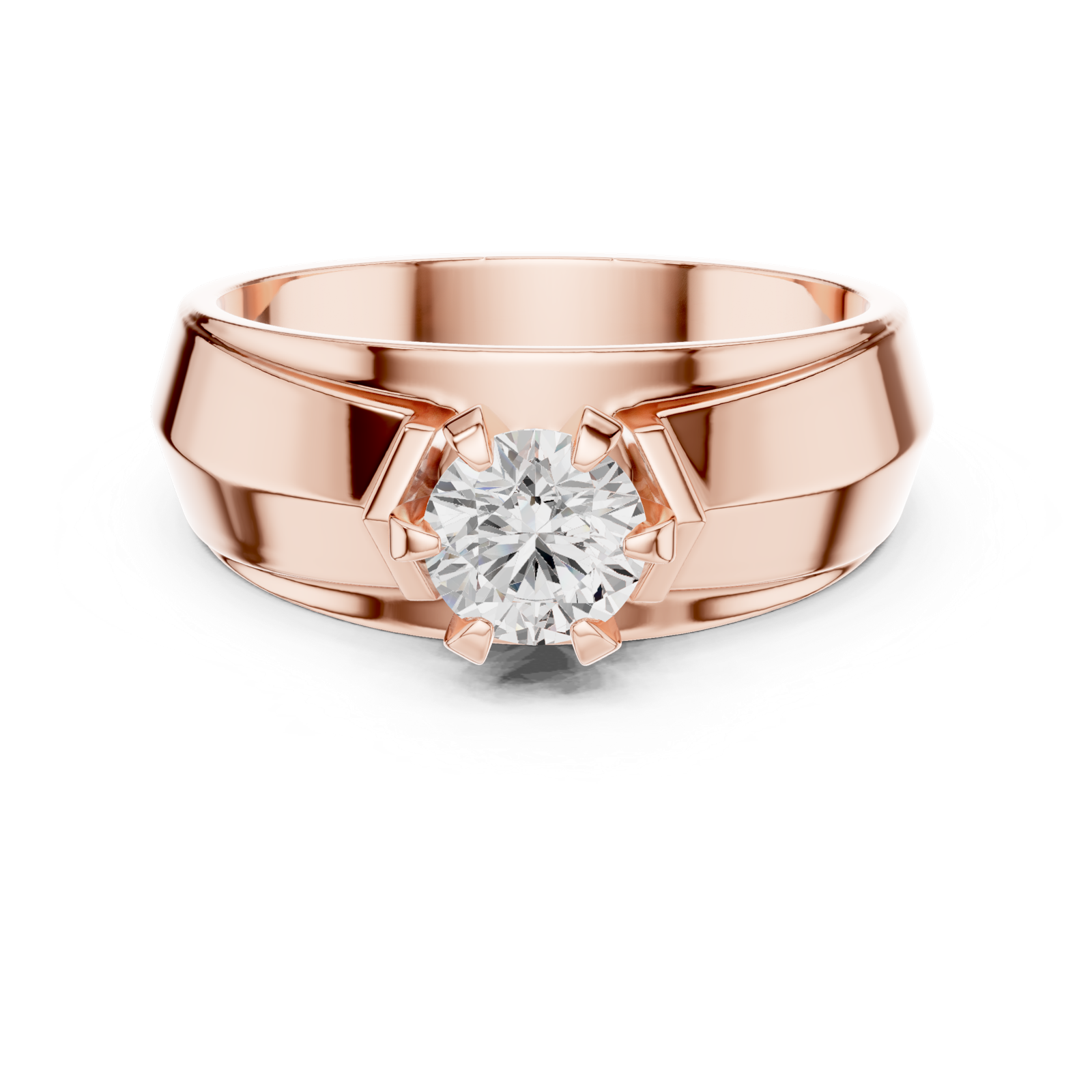 14K Solid Gold Lab Diamond Solitaire Ring, Rose Gold, view 4
