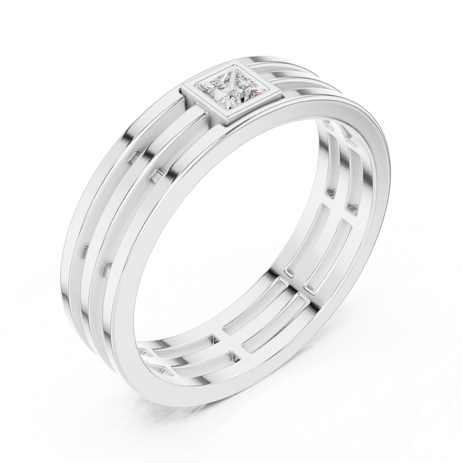 Gold Ring AGR-1, White Gold, view 2
