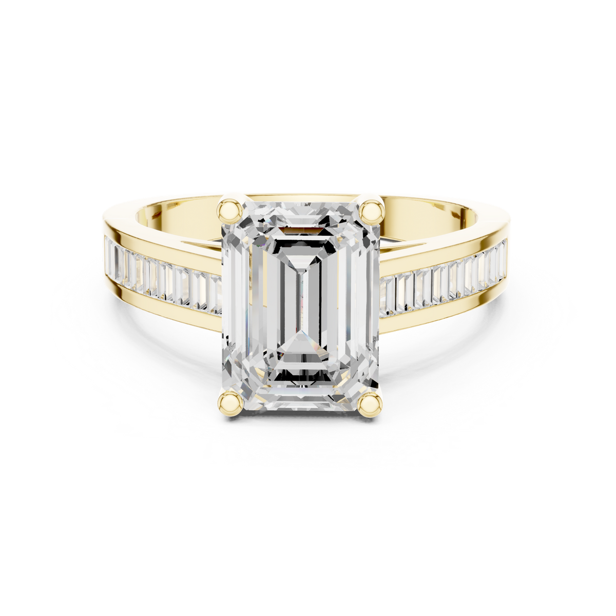 14K Solid Gold Lab Diamond Solitaire Ring, Yellow Gold