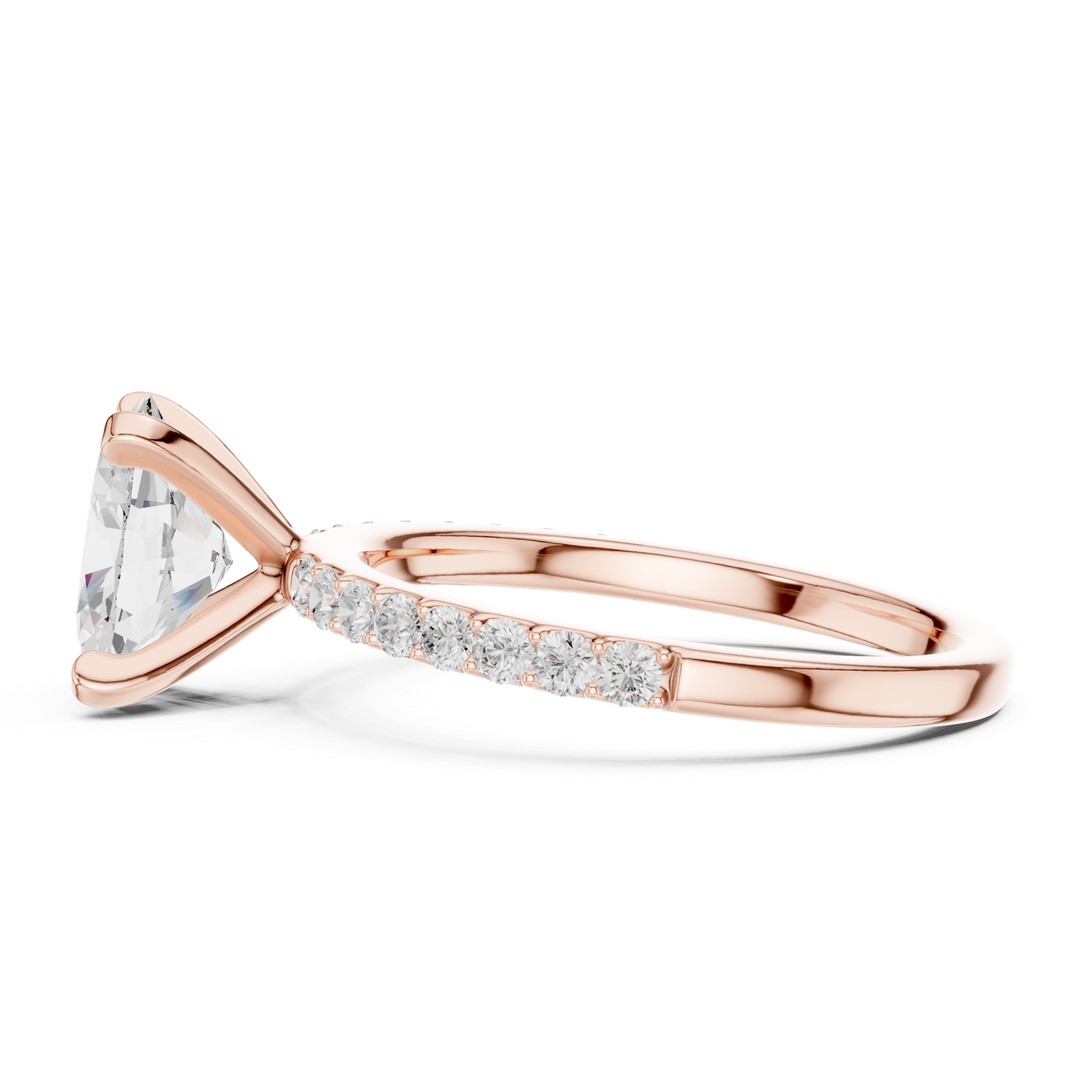 Gold Ring DDLR-040, Oval center stone, Rose Gold, view 3