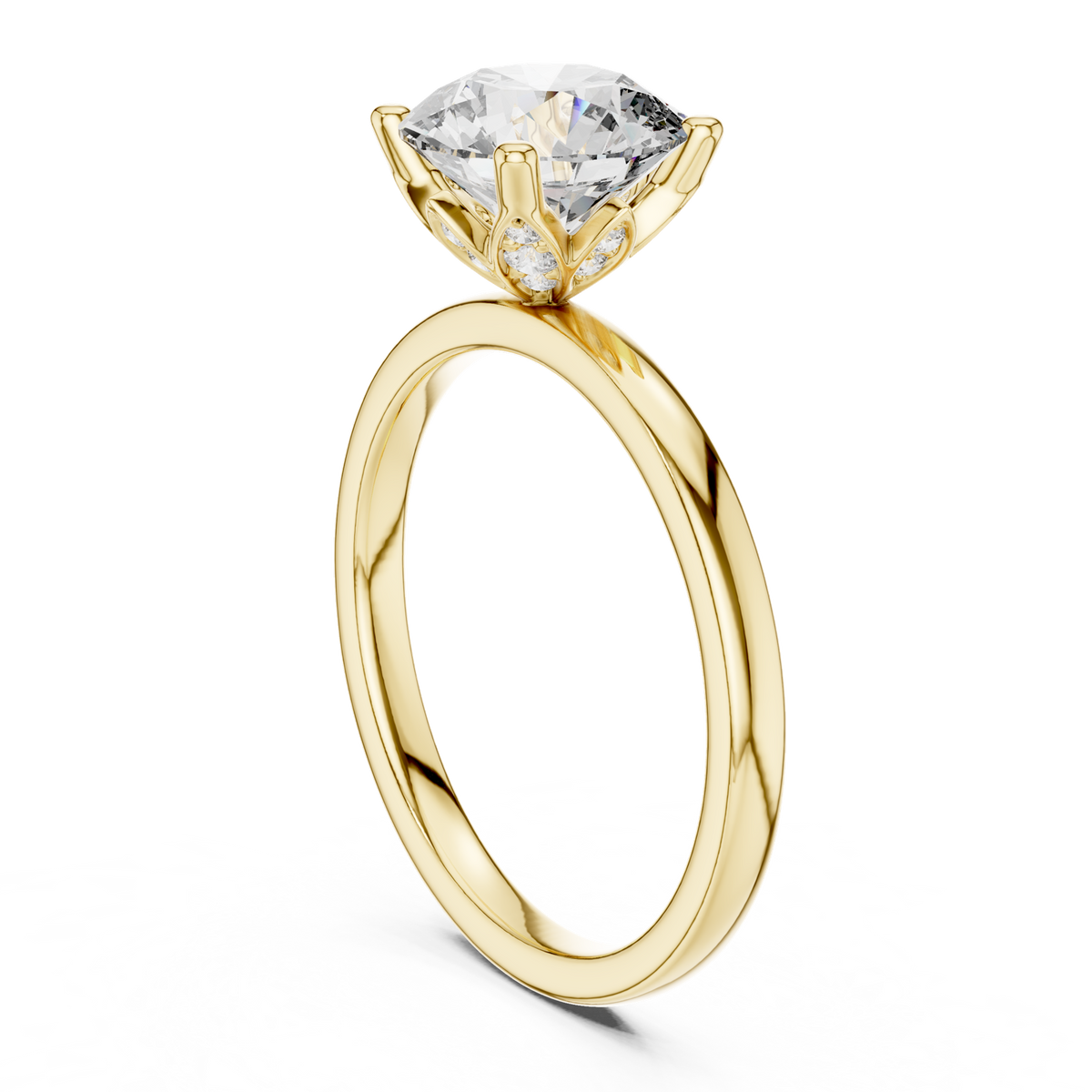 14K Solid Gold Lab Diamond Solitaire Ring, Yellow Gold, view 1