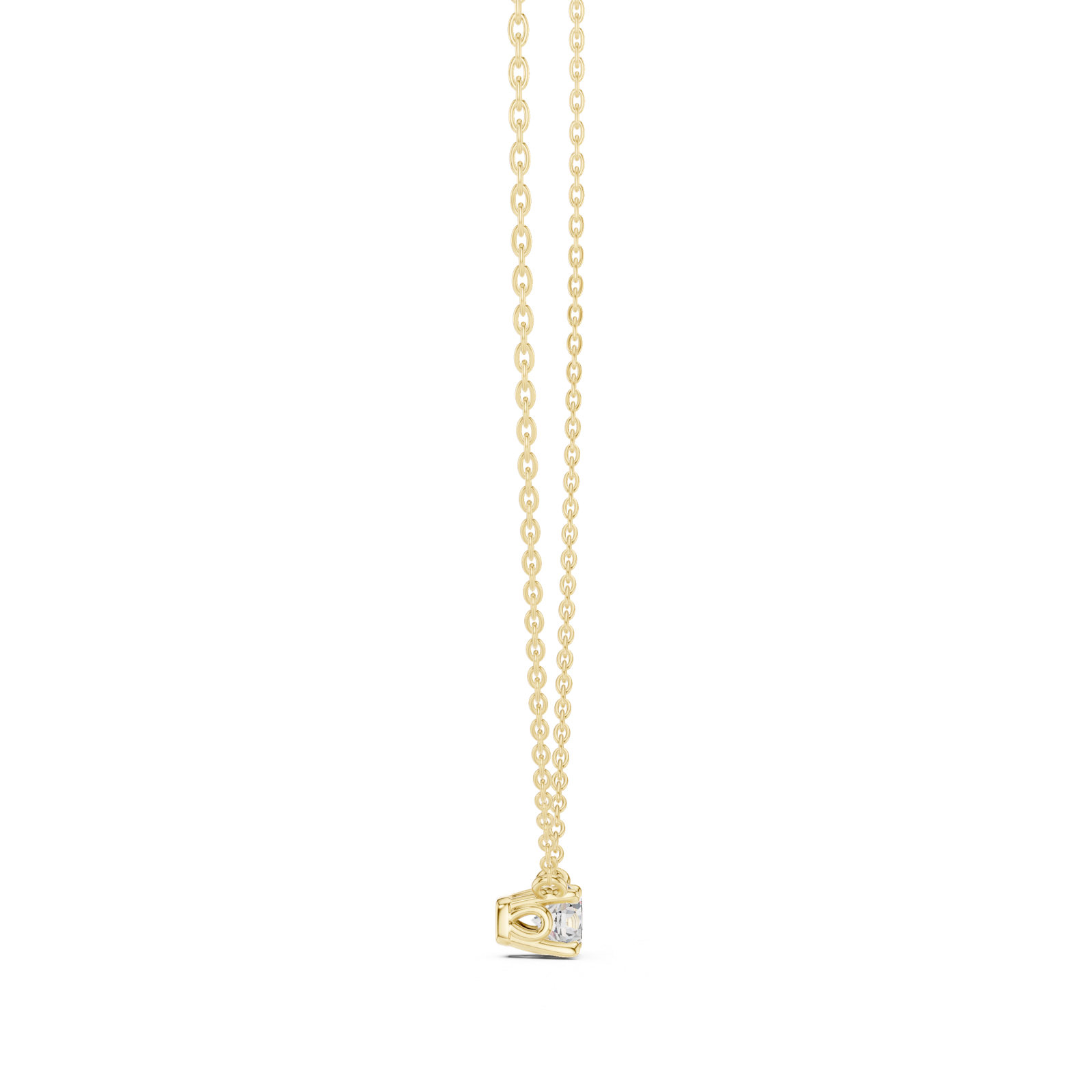 14K Solid Gold Lab Diamond Solitaire Pendant Necklace, Yellow Gold, view 3
